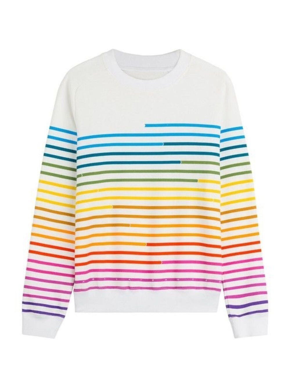 Mary Katrantzou Rare Rainbow Striped 100% Cotton Crewneck Sweatshirt Size Small